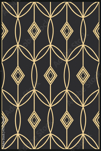 Seamless Beige Floral Vine Pattern on Black Background Featuring Vertical Leaves and Delicate Flowers for Sophisticated Wallpaper and Textile Design