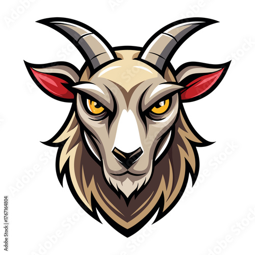 Intense Ram or Goat Head Mascot Roaring Vector Illustration - Esports and Sport Team Logo