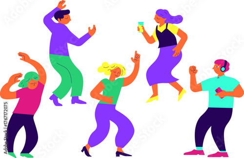 自由に踊る人々・音楽とリズムのイラスト