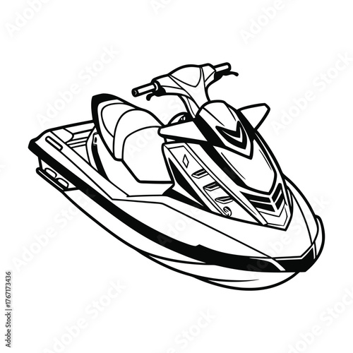 Jet Ski Dynamic Line Drawing