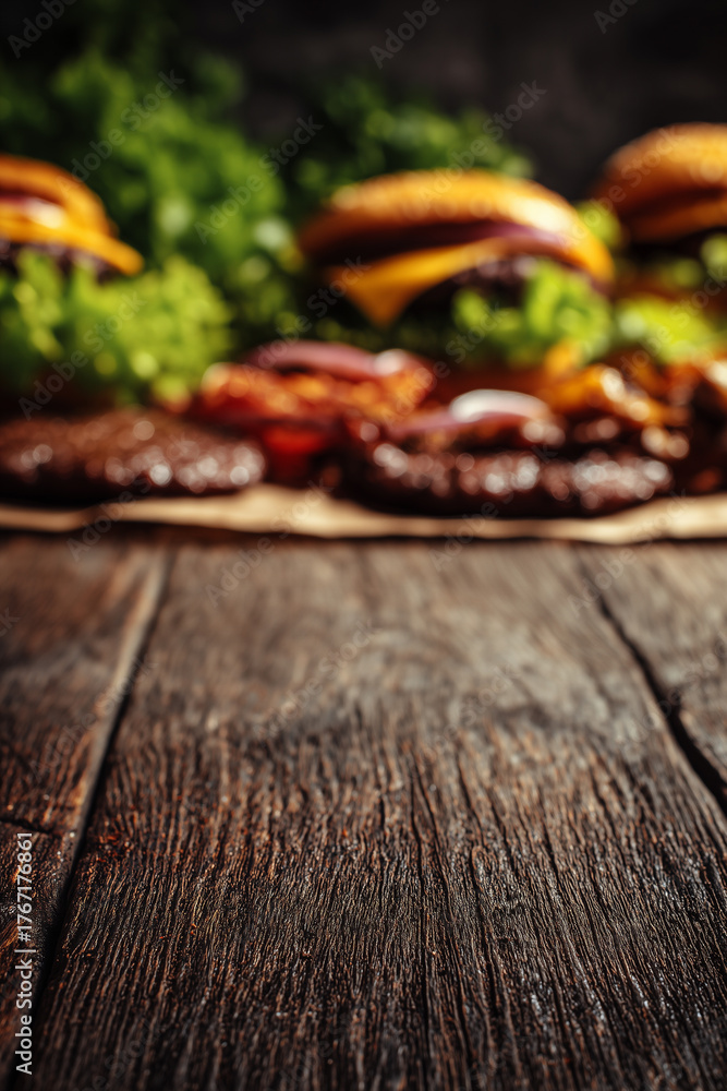Fototapeta premium Gourmet Burger Collection: Dynamic Floating and Close-up Food Photography