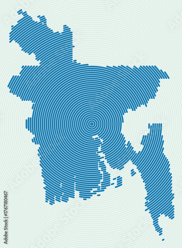 Bangladesh shape rings. Country map formed by stacked circles. Bangladesh boundary shape design. Awesome vector illustration.