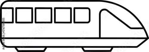 Monorail Urban Transport Outline Vector Icon on White Background