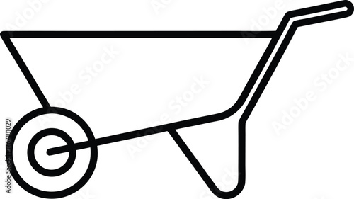Wheelbarrow Gardening Tool Line Icon Vector Illustration on White Background