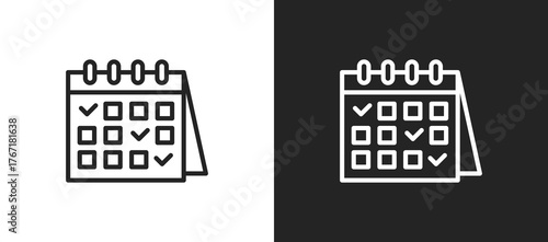 Time Management Icon In Black And White Line Style