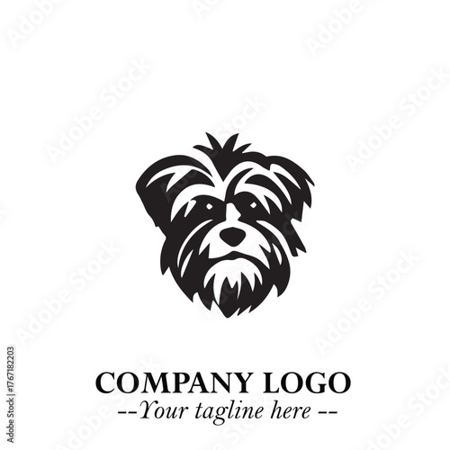 Loyal Head of Dog Logo Symbol in Black on White Background with Modern Minimalist Design