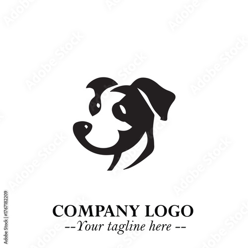 Loyal Head of Dog Logo Symbol in Black on White Background with Modern Minimalist Design