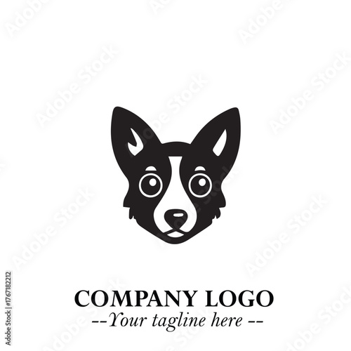 Loyal Head of Dog Logo Symbol in Black on White Background with Modern Minimalist Design