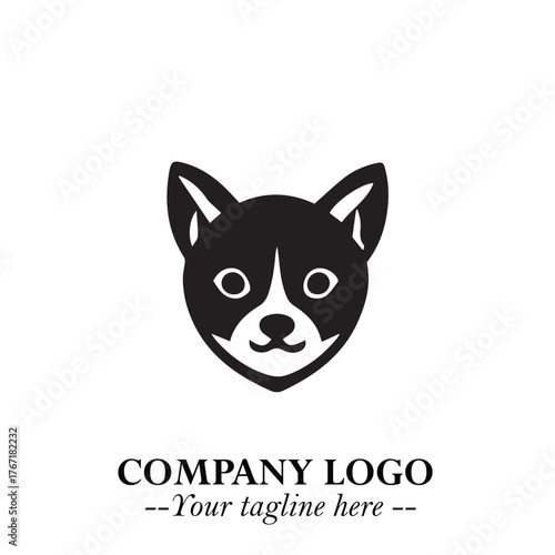 Loyal Head of Dog Logo Symbol in Black on White Background with Modern Minimalist Design