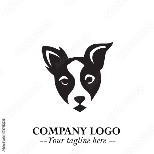 Loyal Head of Dog Logo Symbol in Black on White Background with Modern Minimalist Design