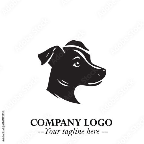 Loyal Head of Dog Logo Symbol in Black on White Background with Modern Minimalist Design