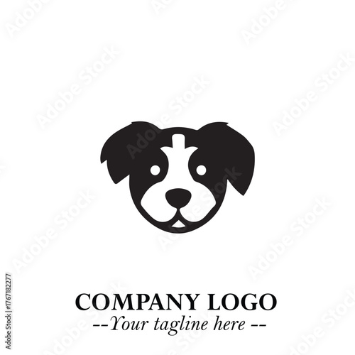 Loyal Head of Dog Logo Symbol in Black on White Background with Modern Minimalist Design