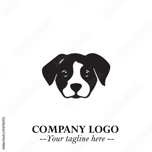 Loyal Head of Dog Logo Symbol in Black on White Background with Modern Minimalist Design