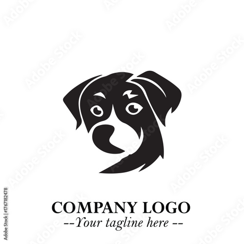 Loyal Head of Dog Logo Symbol in Black on White Background with Modern Minimalist Design