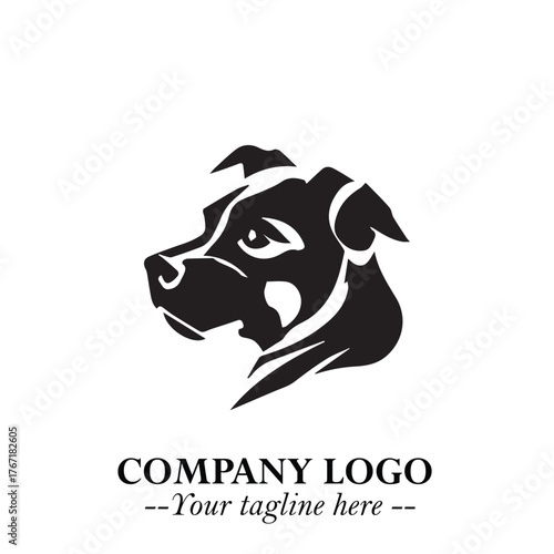 Loyal Head of Dog Logo Symbol in Black on White Background with Modern Minimalist Design