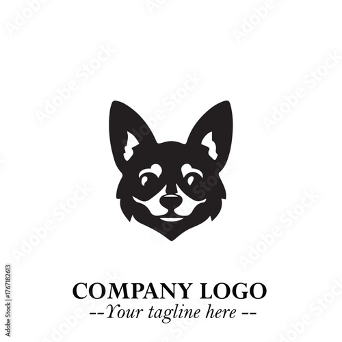 Loyal Head of Dog Logo Symbol in Black on White Background with Modern Minimalist Design