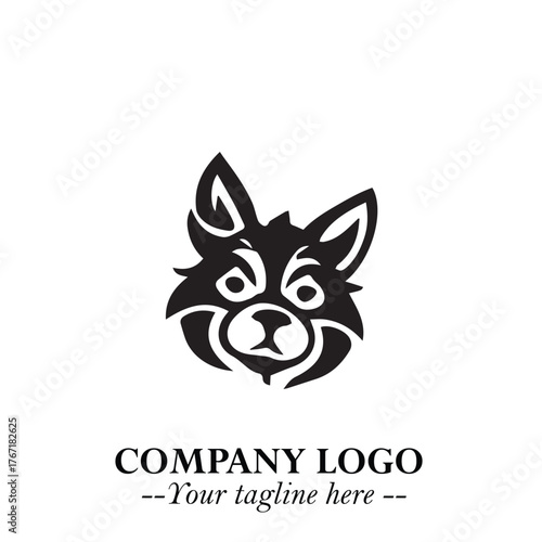 Loyal Head of Dog Logo Symbol in Black on White Background with Modern Minimalist Design