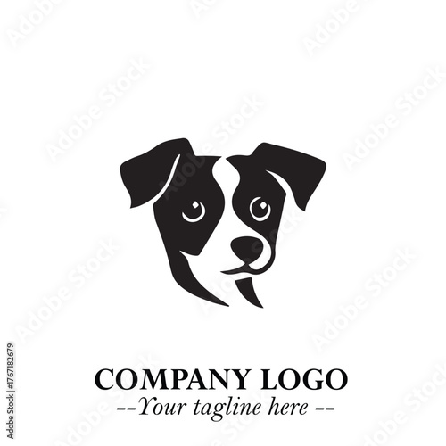 Loyal Head of Dog Logo Symbol in Black on White Background with Modern Minimalist Design
