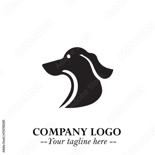 Loyal Head of Dog Logo Symbol in Black on White Background with Modern Minimalist Design