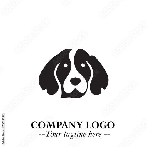 Loyal Head of Dog Logo Symbol in Black on White Background with Modern Minimalist Design