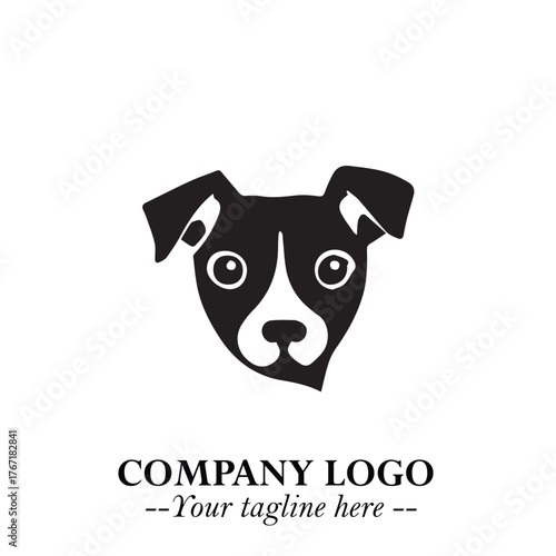Loyal Head of Dog Logo Symbol in Black on White Background with Modern Minimalist Design