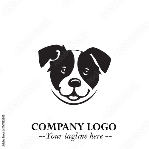 Loyal Head of Dog Logo Symbol in Black on White Background with Modern Minimalist Design