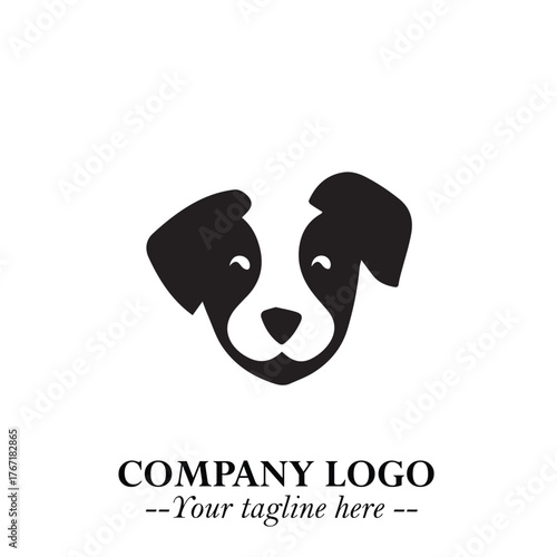 Loyal Head of Dog Logo Symbol in Black on White Background with Modern Minimalist Design
