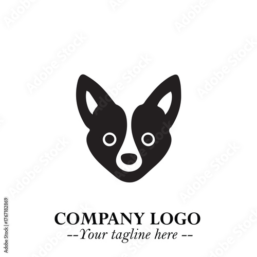 Loyal Head of Dog Logo Symbol in Black on White Background with Modern Minimalist Design