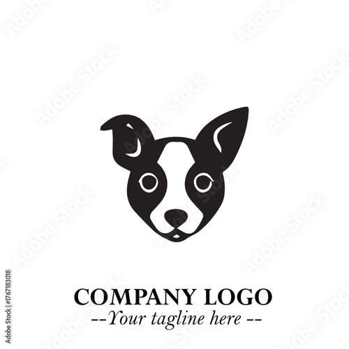 Loyal Head of Dog Logo Symbol in Black on White Background with Modern Minimalist Design