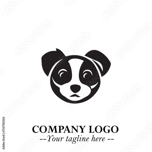 Loyal Head of Dog Logo Symbol in Black on White Background with Modern Minimalist Design