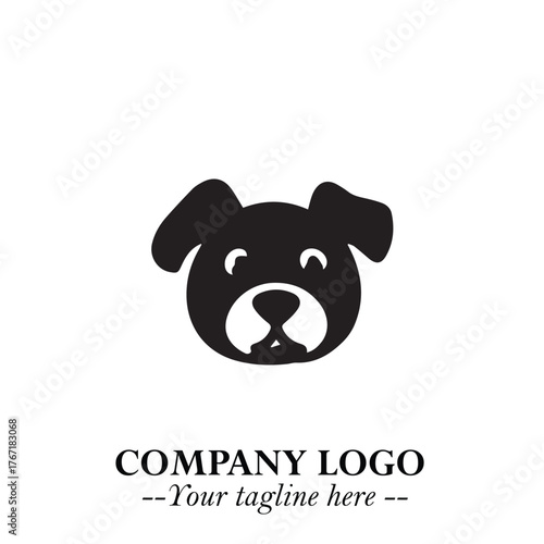 Loyal Head of Dog Logo Symbol in Black on White Background with Modern Minimalist Design