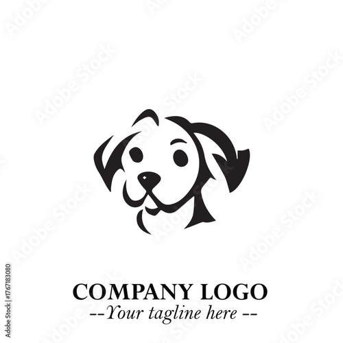 Loyal Head of Dog Logo Symbol in Black on White Background with Modern Minimalist Design
