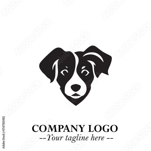 Loyal Head of Dog Logo Symbol in Black on White Background with Modern Minimalist Design