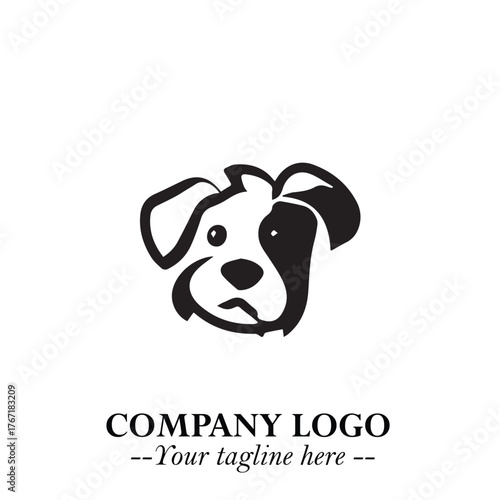 Loyal Head of Dog Logo Symbol in Black on White Background with Modern Minimalist Design