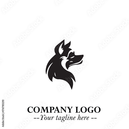 Loyal Head of Dog Logo Symbol in Black on White Background with Modern Minimalist Design