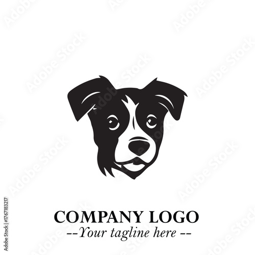 Loyal Head of Dog Logo Symbol in Black on White Background with Modern Minimalist Design