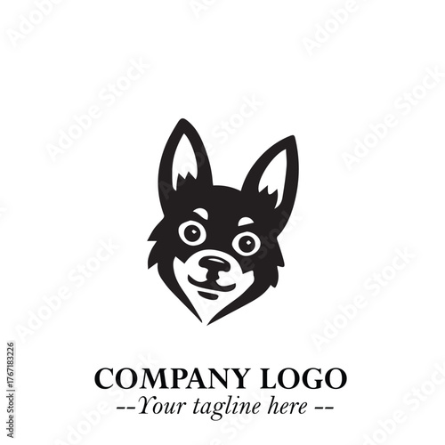 Loyal Head of Dog Logo Symbol in Black on White Background with Modern Minimalist Design