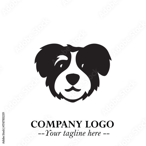 Loyal Head of Dog Logo Symbol in Black on White Background with Modern Minimalist Design
