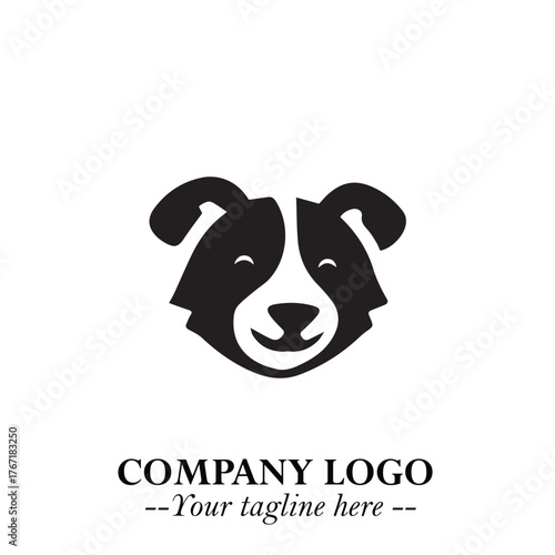 Loyal Head of Dog Logo Symbol in Black on White Background with Modern Minimalist Design