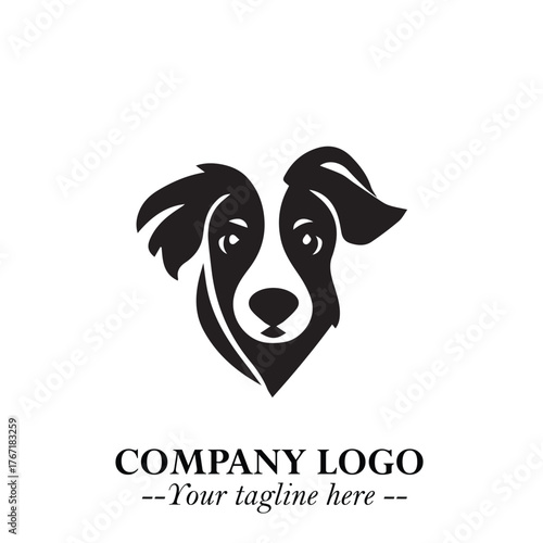 Loyal Head of Dog Logo Symbol in Black on White Background with Modern Minimalist Design