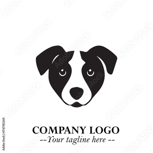 Loyal Head of Dog Logo Symbol in Black on White Background with Modern Minimalist Design
