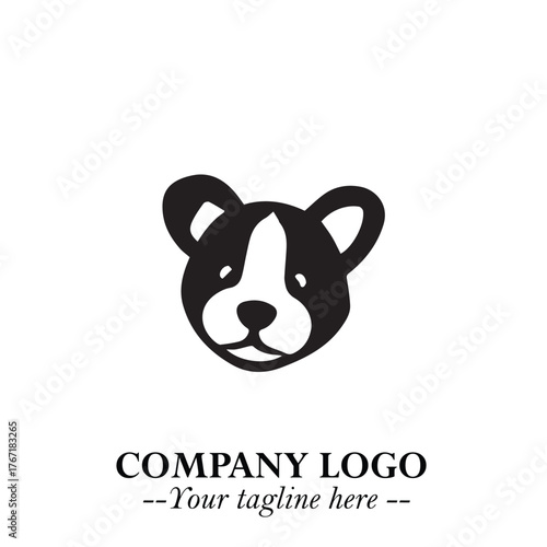 Loyal Head of Dog Logo Symbol in Black on White Background with Modern Minimalist Design