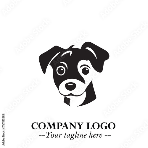 Loyal Head of Dog Logo Symbol in Black on White Background with Modern Minimalist Design