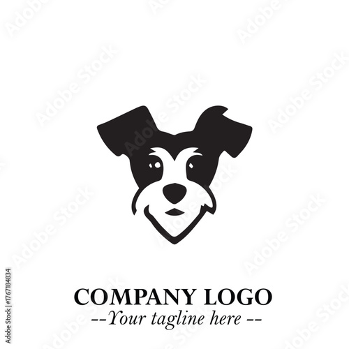 Loyal Head of Dog Logo Symbol in Black on White Background with Modern Minimalist Design