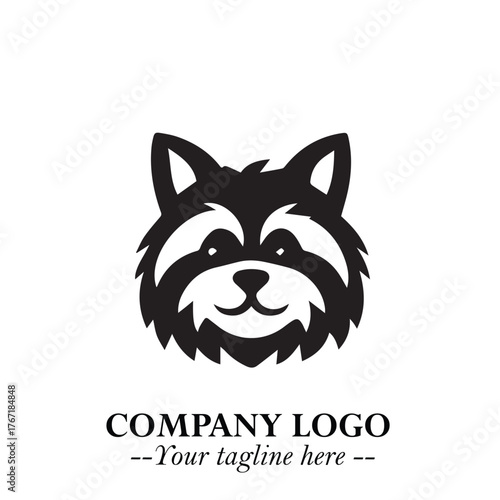 Loyal Head of Dog Logo Symbol in Black on White Background with Modern Minimalist Design