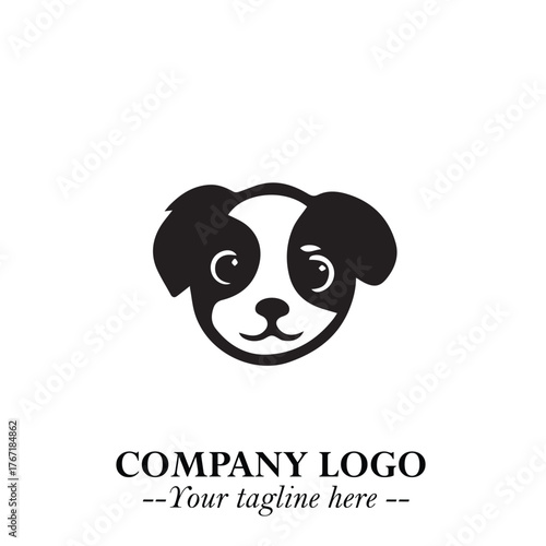 Loyal Head of Dog Logo Symbol in Black on White Background with Modern Minimalist Design