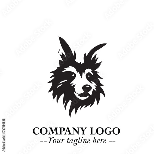 Loyal Head of Dog Logo Symbol in Black on White Background with Modern Minimalist Design