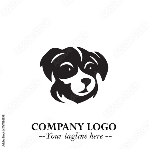 Loyal Head of Dog Logo Symbol in Black on White Background with Modern Minimalist Design