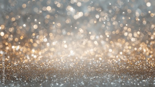 Elegant Bokeh Effect with Golden Sparkle on Grey Background