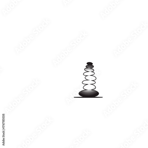Minimalist Line Art of Stacked Stones in a Zenlike Balance.